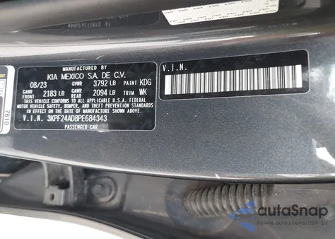 2023 Kia Forte Lxs z USA, uszkodzony, nr VIN 3KPF24AD8PE684343